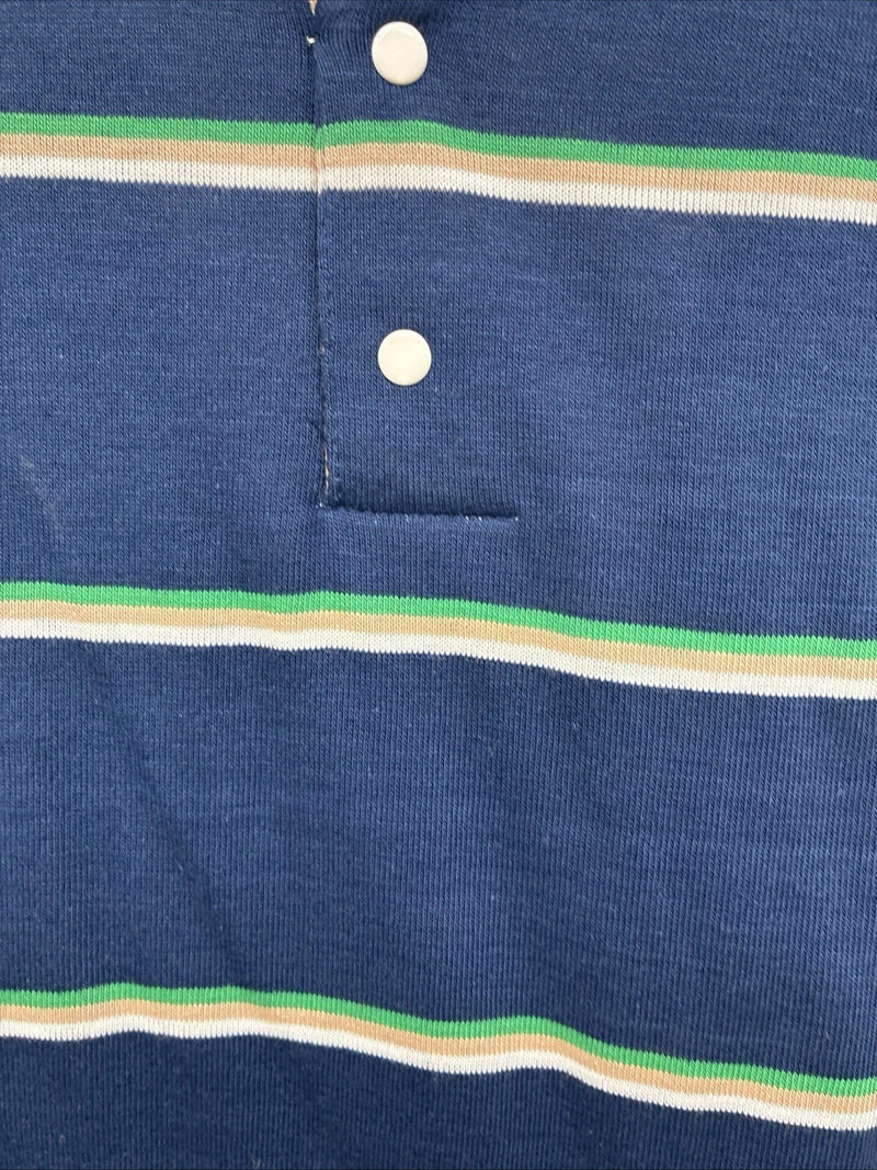 New Women’s Court Blue Stripe Short Sleeve Polo Shirt Medium KK-65