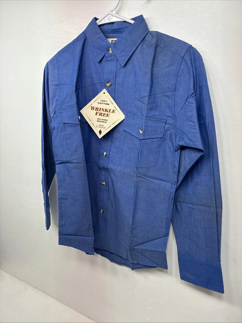 New Kids ELY Classic Blue Jean Design Long Sleeve Button Up Medium LL-27