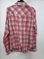 New Women’s Cumberland Pink Plaid Long Sleeve Pearl Snap Medium KK-109
