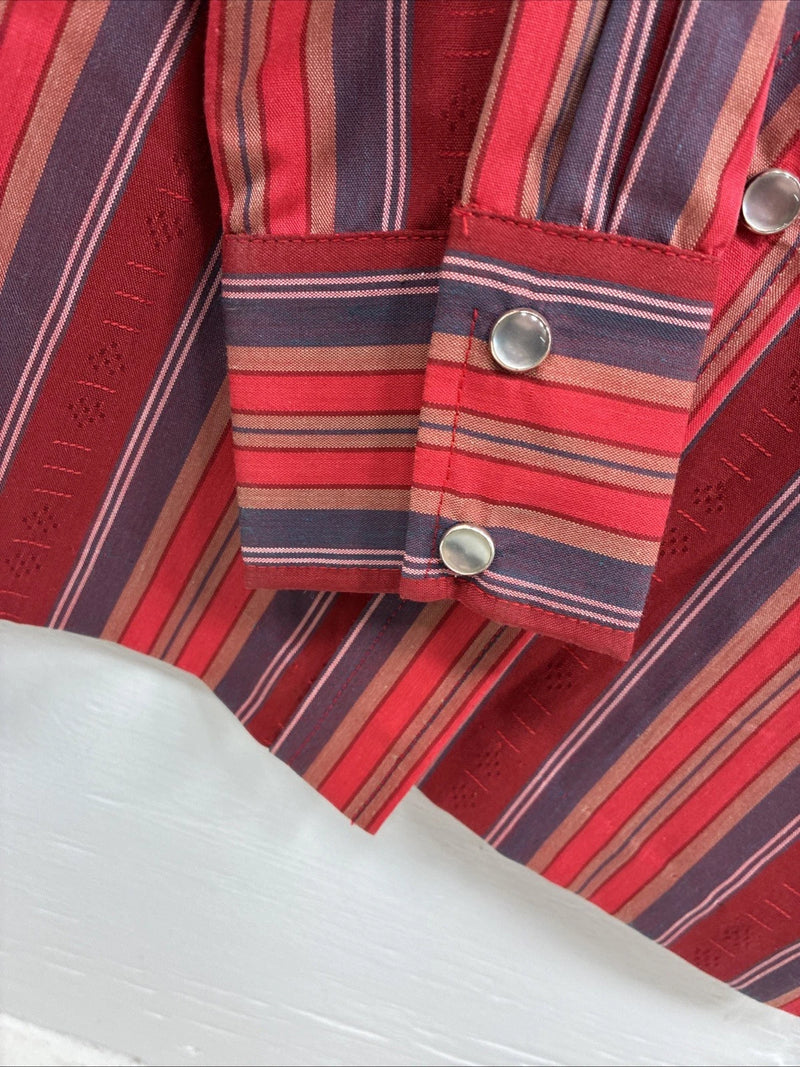 New Women’s H Bar C Red Stripe Long Sleeve Pearl Snap Size 34 DD-23