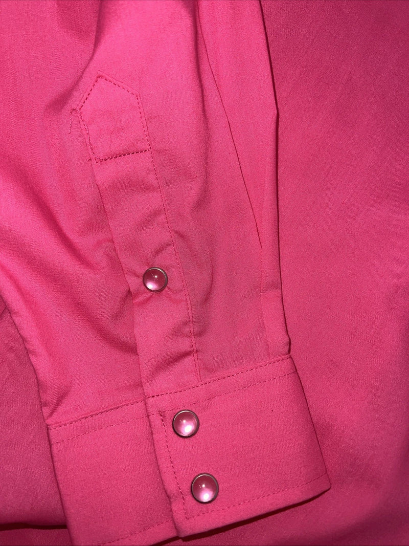 New Women’s Pink White Horse Long Sleeve Button Up Shirt M #211-1426 3B-79