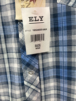 New Women’s Cumberland Blue Plaid Long Sleeve Pearl Snap 1XL GG-38