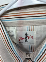 New Men’s Tem Tex Multiple Color Stripe Long Sleeve Pearl Snap XL J-45