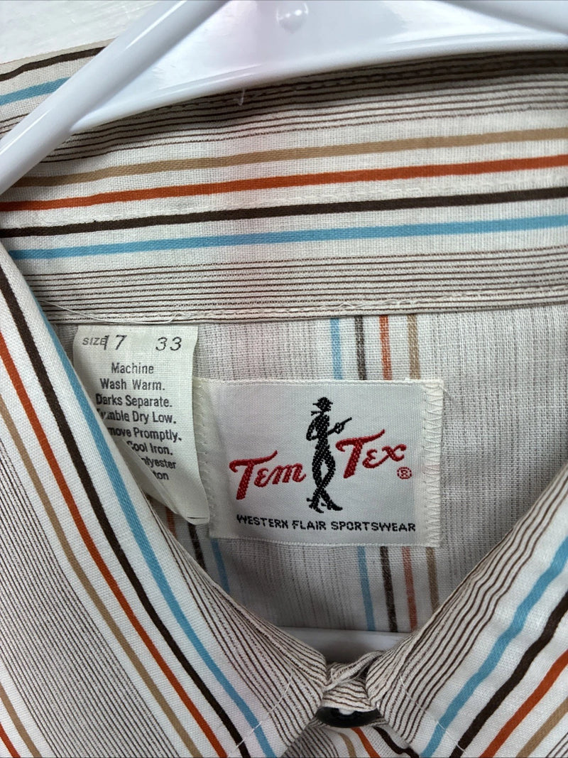 New Men’s Tem Tex Multiple Color Stripe Long Sleeve Pearl Snap XL J-45