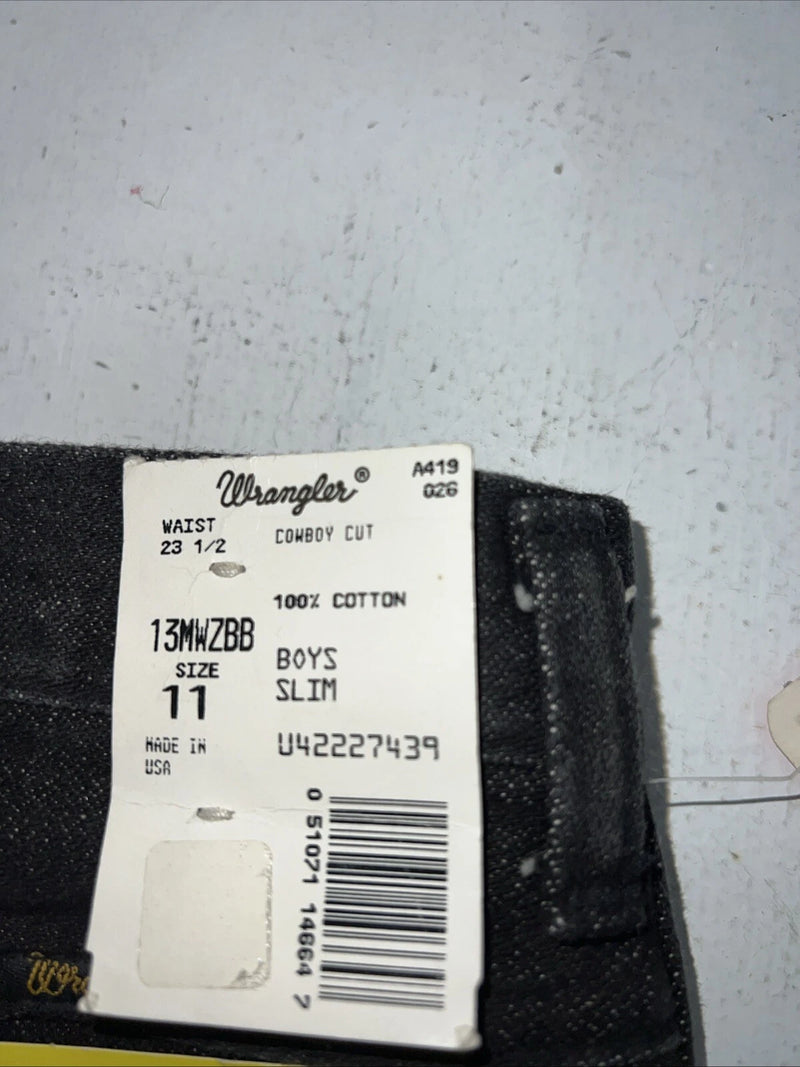 New Boys Black Wrangler Pro Rodeo Cowboy Cut Denim Jeans. 11/23 1/2 C-4