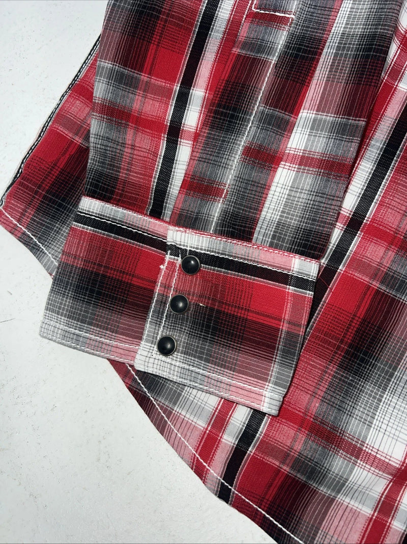 New Men’s Red ELY 1878 Long Sleeve Pearl Snap Shirt. XL S-23