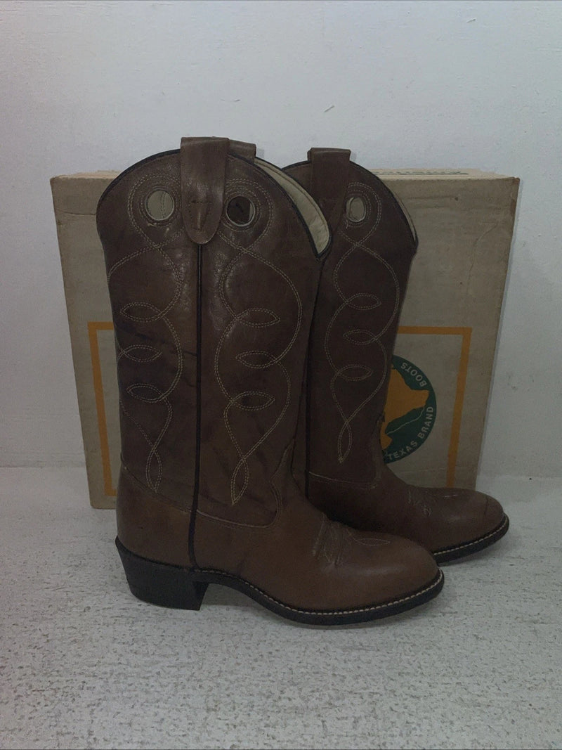 New Kids Brown Texas Brand Cowboy Boots. C 191 1 B. 23-84