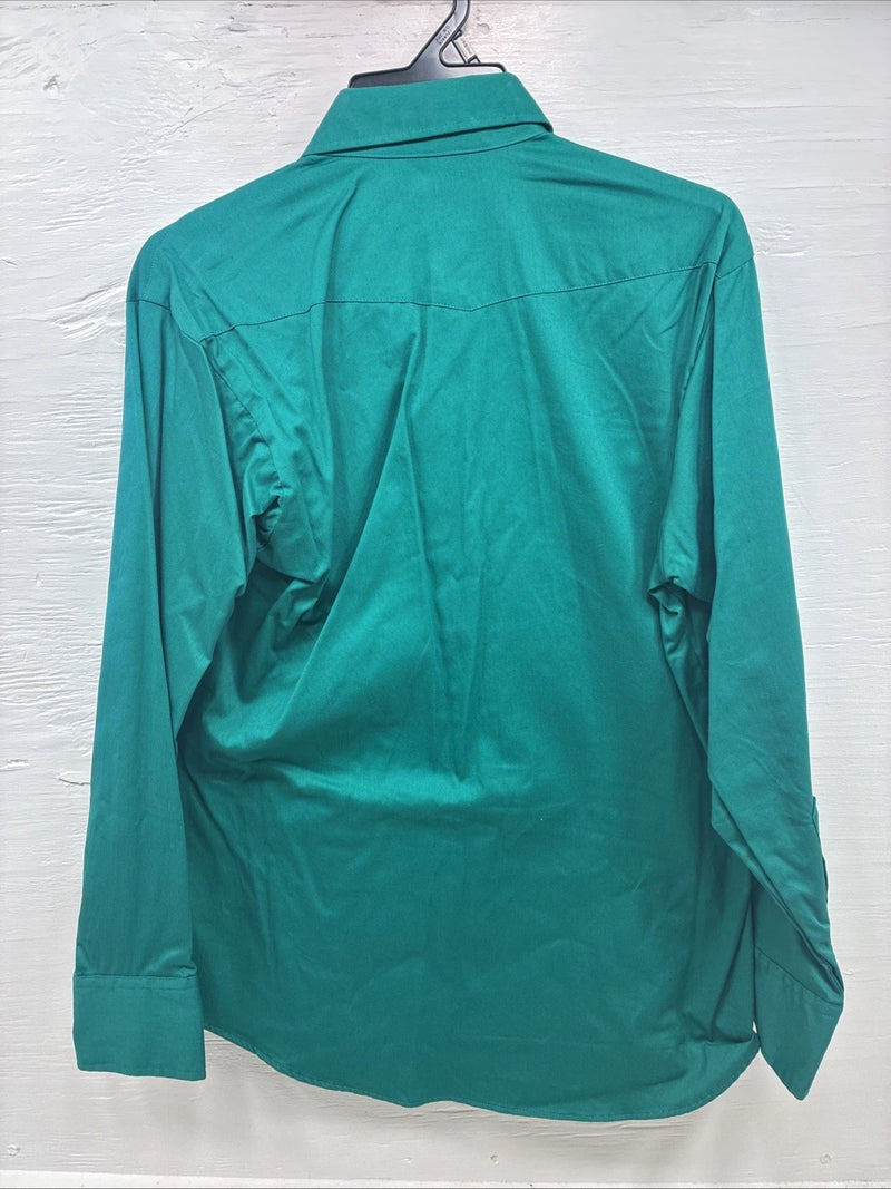 New Men’s Panhandle Slim Green Long Sleeve Pearl Snap 16.5 Large V-89