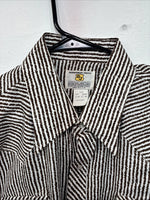 New Women’s Dickson Jenkins Brown Stripe Long Sleeve Pearl Snap Size 17 XL II-37