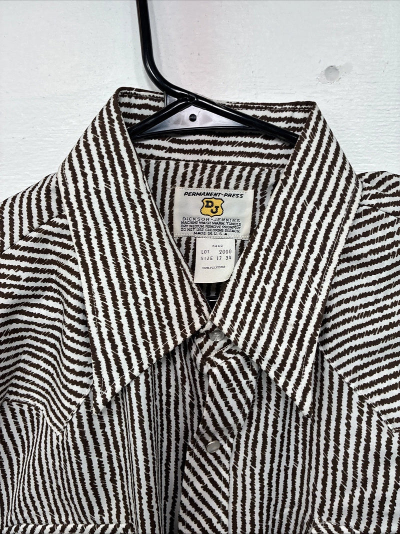 New Women’s Dickson Jenkins Brown Stripe Long Sleeve Pearl Snap Size 17 XL II-37
