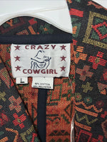 New Women’s Red Aztec Crazy Cowgirl Cover Jacket Large #ccJ-74 UU-21