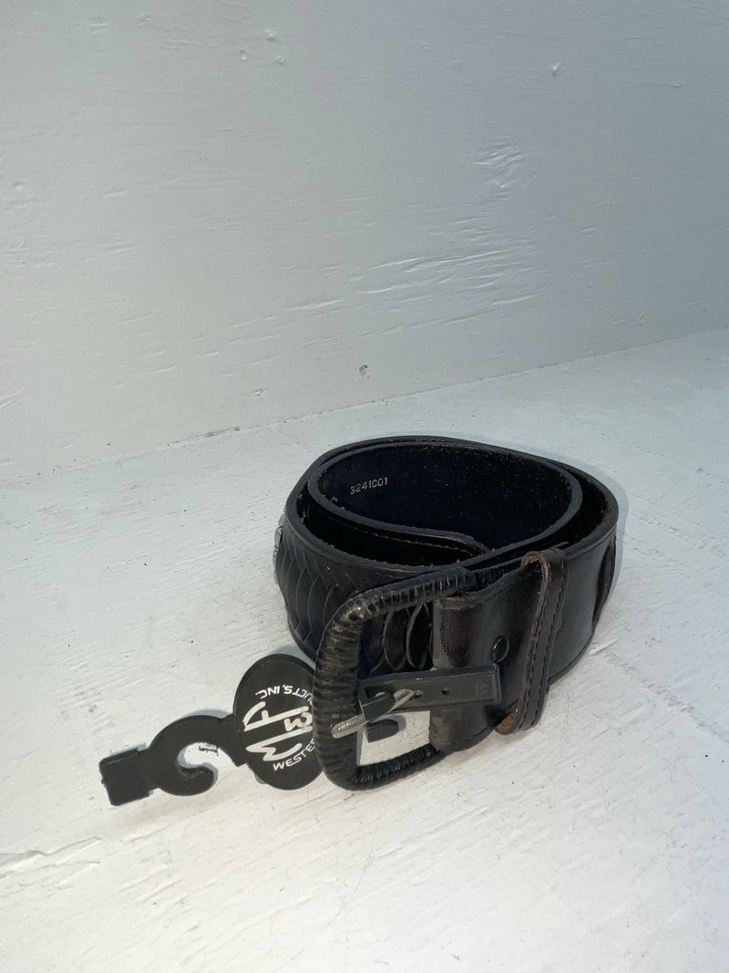 New Black Genuine Leather M & F Weaved And Pendent 24” Belt #3241001 NN-69