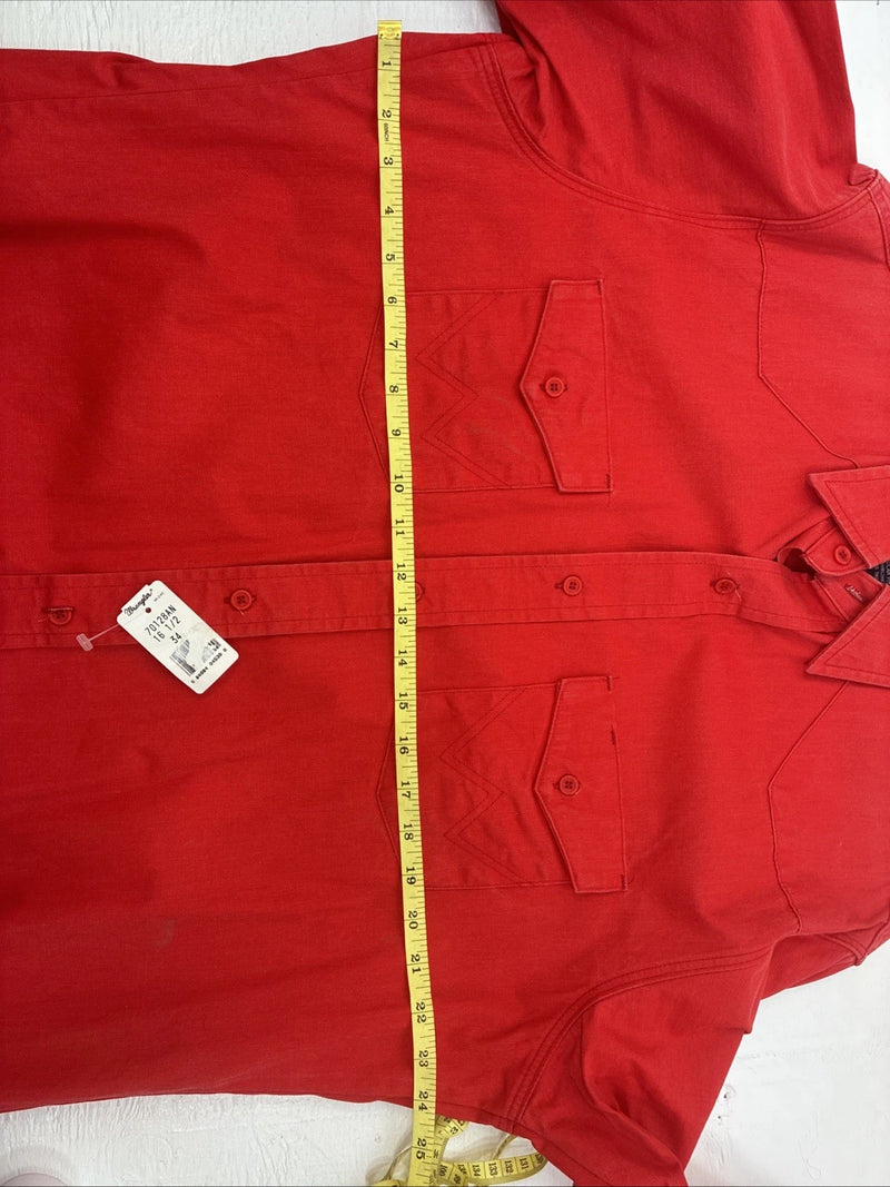 New Mans Wrangler Red Long Sleeve Button Up 16.5 X 34 Large AA-41