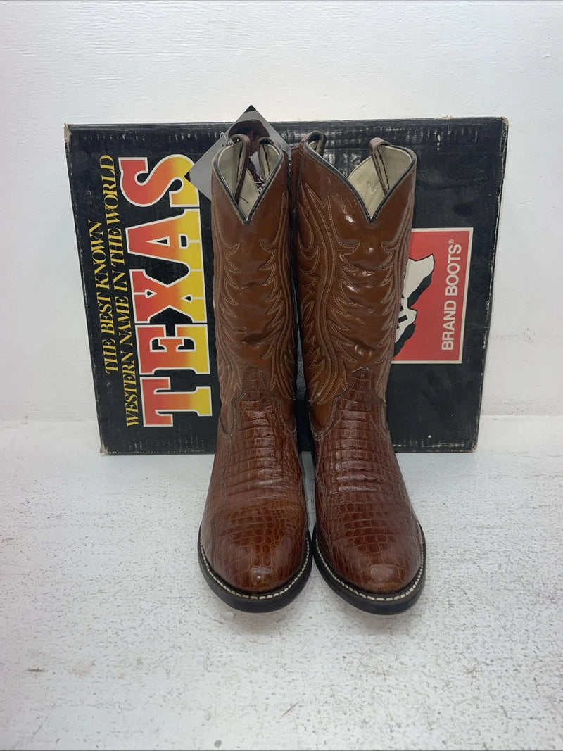 New Men’s Brown Texas Brand Cowboy Boots. 5084 8.5 8 1/2 D. 3-114