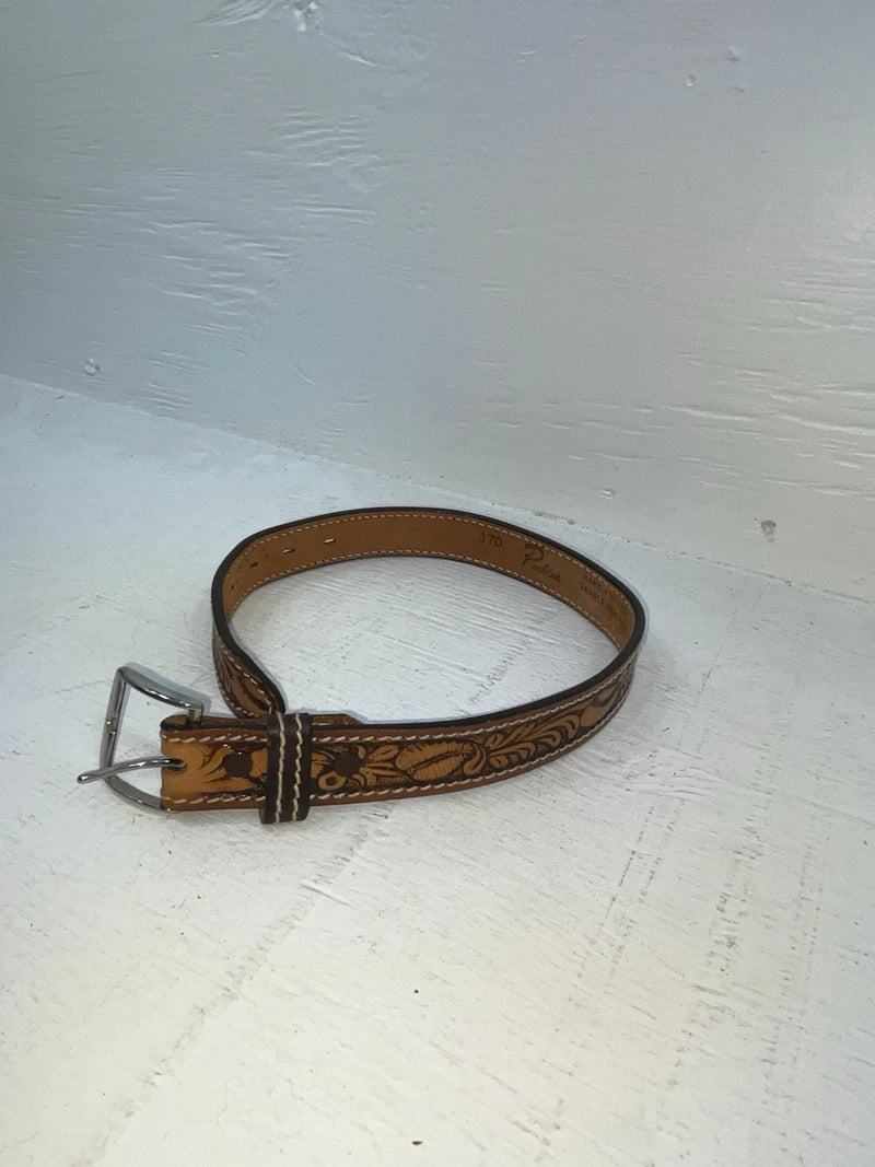 New Brown Genuine Leather Perkies Tooled 18” Belt #170 NN-85