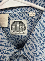 New Men’s Miller Blue Deigned Long Sleeve Pearl Snap 15 Medium II-104