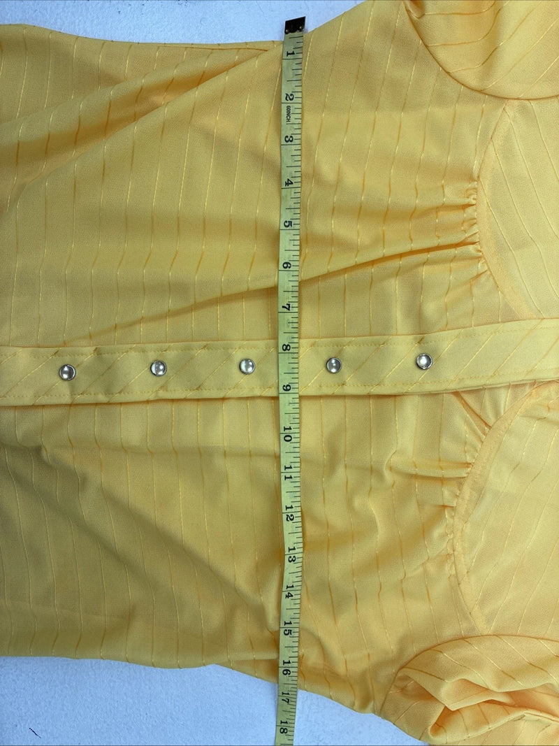 New Womens Dickson Jenkins Yellow Long Sleeve Pearl Snap Medium LL-108