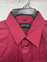 New Men’s White Horse Burgundy Short Sleeve Pearl Snap Large CC-44