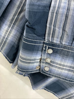 New Men’s ELY 1878 Blue Flannel Long Sleeve Pearl Snap 2XL H-56