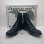 New Men’s Black Lace Up American West Cowboy Boots. 6991 12 E W. 10-12
