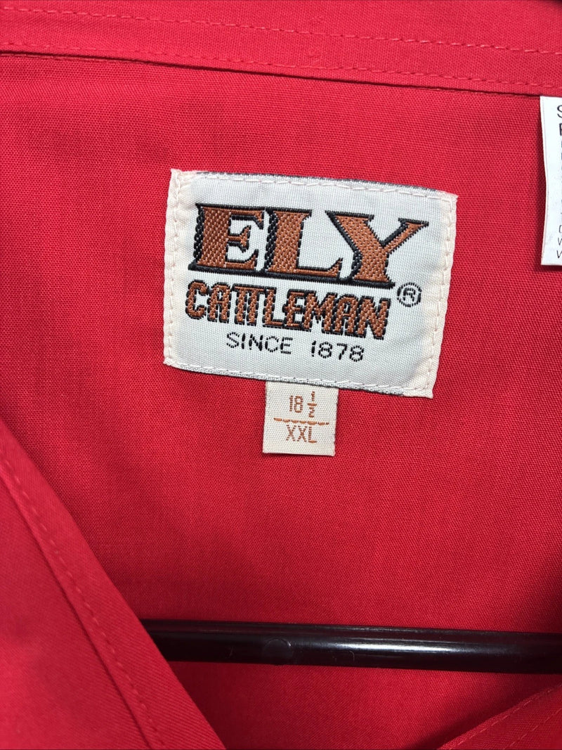 New Men’s ELY Cattleman Red Short Sleeve Pearl Snap 18.5 2XL R-12