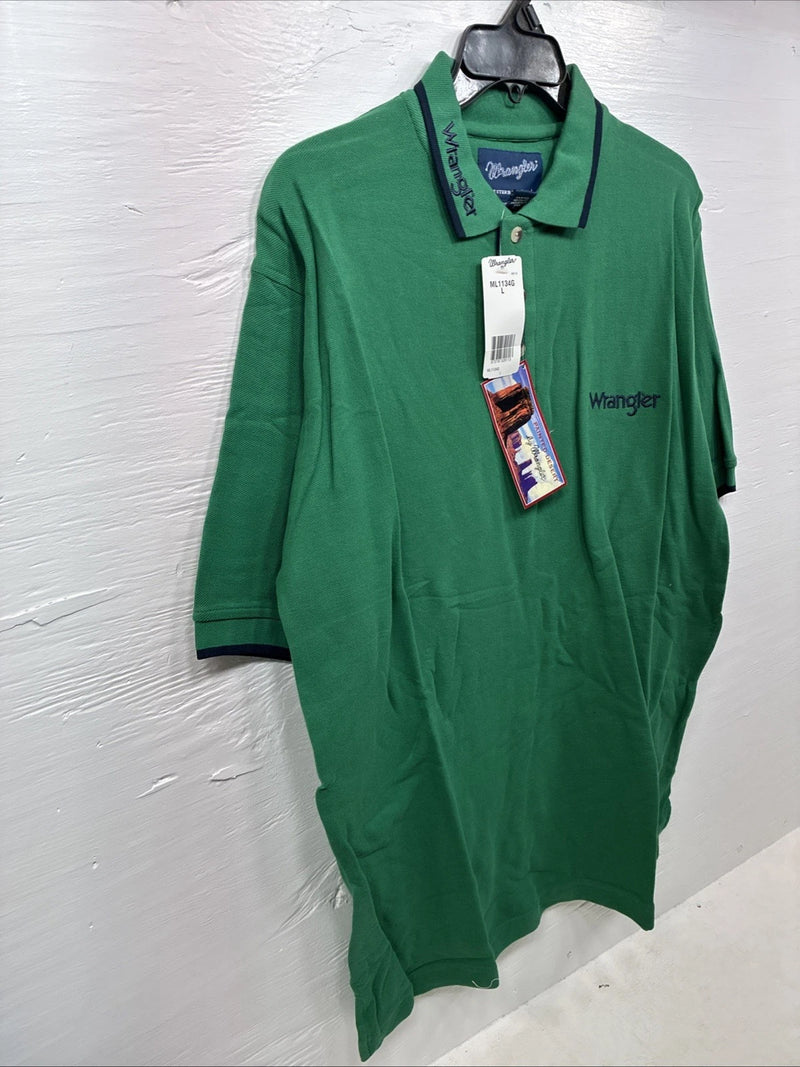 New Men’s Wrangler Green Short Sleeve Polo Shirt Large CC-65