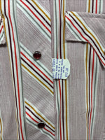 New Men’s Tem Tex Pink Stripe Long Sleeve Pearl Snap Medium J-73