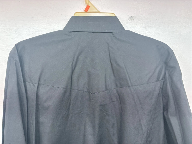 New Women’s Country Charmers Black Design Long Sleeve Pearl Snap Medium KK-29 