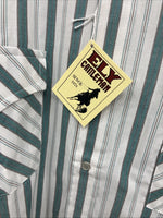 New Men’s ELY Cattleman Blue White Stripe Short Sleeve Pearl Snap XL M-21