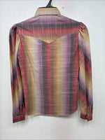 New Women’s H Bar C Multicolor Plaid Long Sleeve Pearl Snap Size 28 DD-142