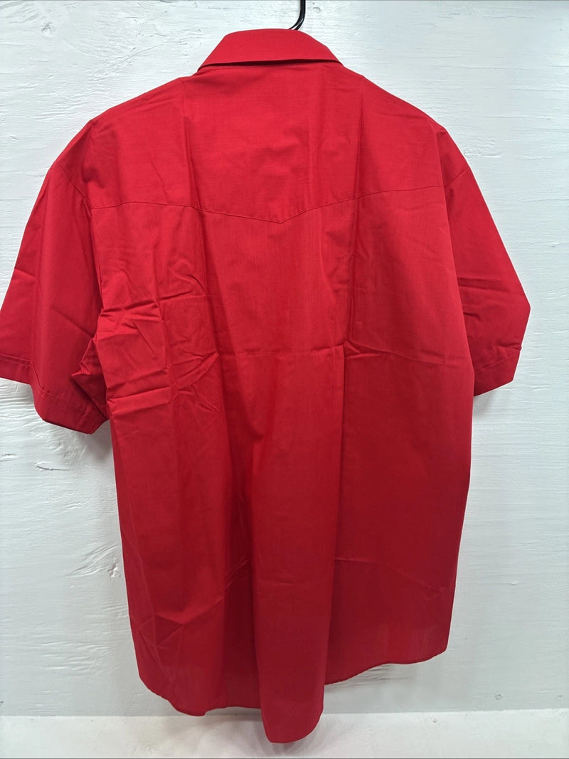 New Men’s ELY Cattleman Red Short Sleeve Pearl Snap 18.5 2XL R-12