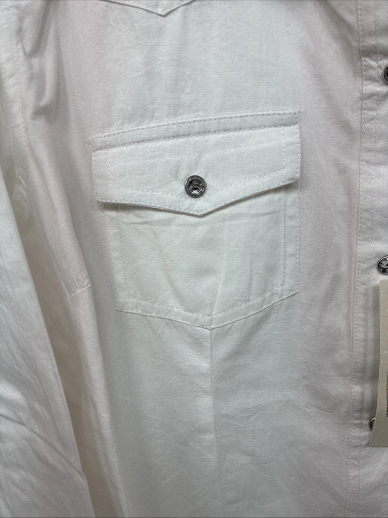 New Women’s Cumberland White Gem Long Sleeve Pearl Snap Large MM-8