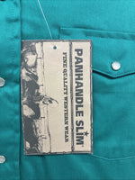 New Men’s Panhandle Slim Green Long Sleeve Pearl Snap 16.5 Large V-89