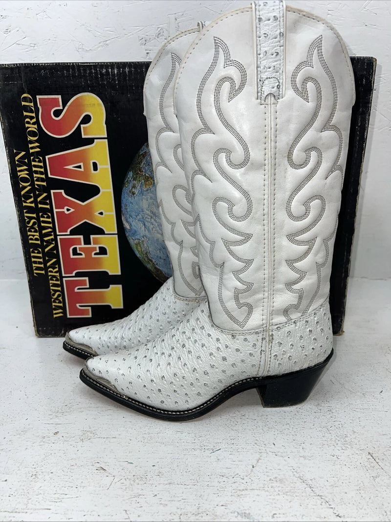 New Women’s White Texas Brand Cowboy Boots. 4207 7.5 7 1/2 M. 17-28