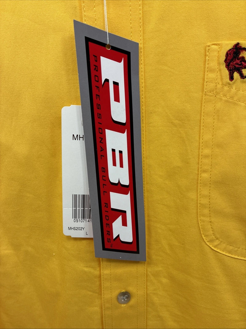 New Men’s Wrangler PBR Yellow Long Sleeve Button Up Large V-40