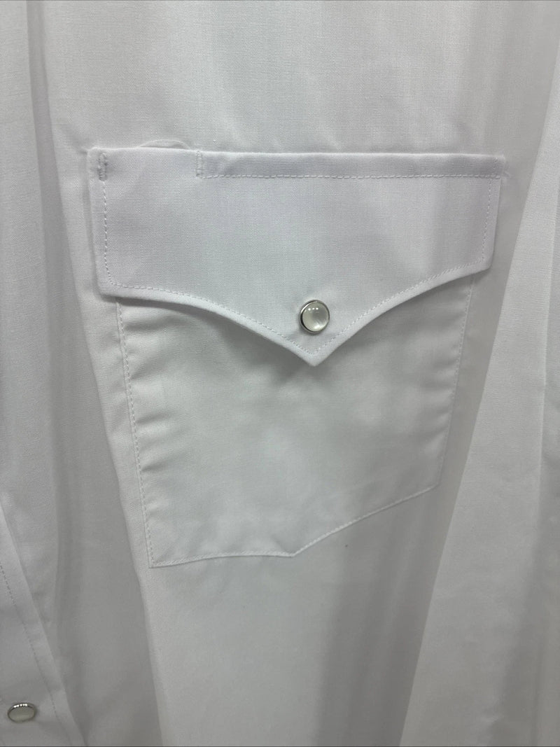 New Men’s White Horse White Long Sleeve Pearl Snap 4XL E-95