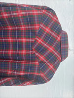 New Men’s ELY Plains Red Blue Plaid Long Sleeve Pearl Snap 17 XL T-87