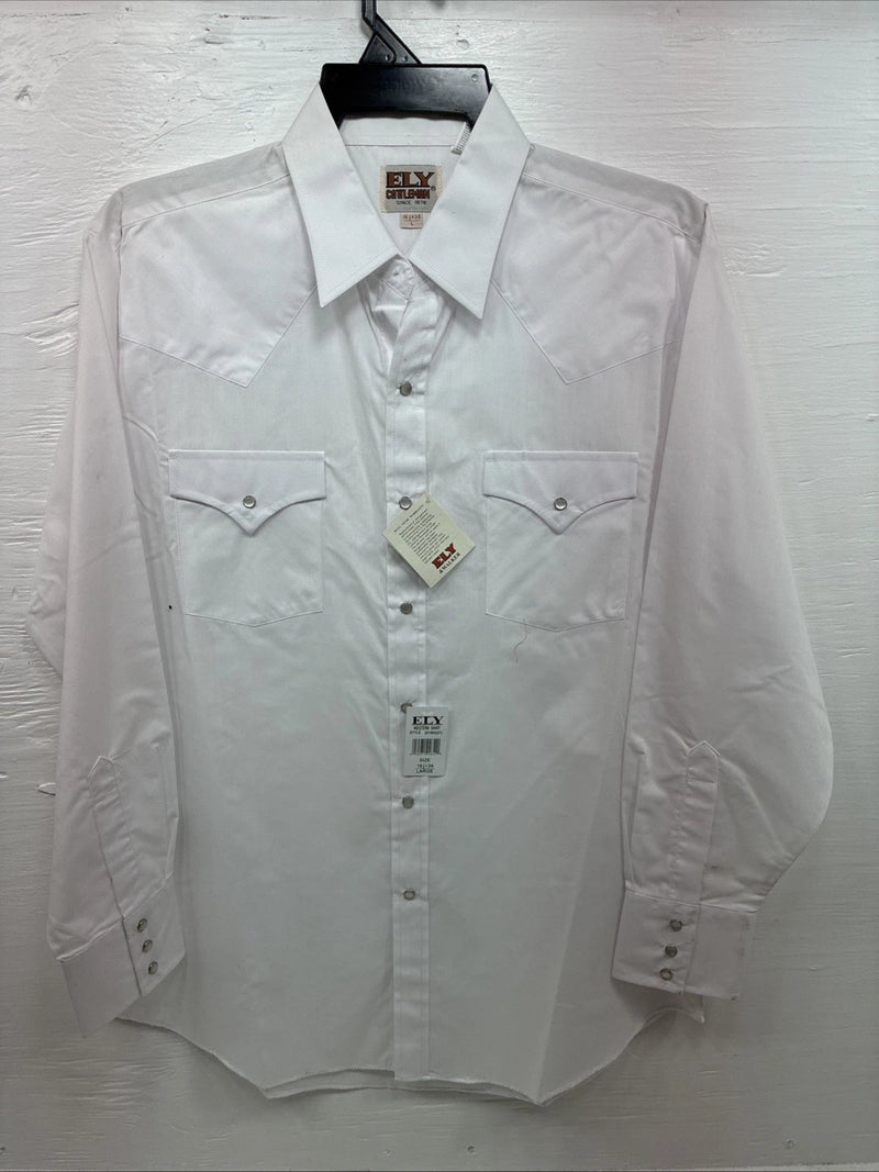 Me Women’s ELY Cattleman White Long Sleeve Pearl Snap 16.5 X 34 Large X-43