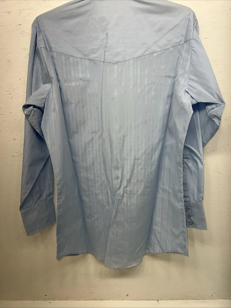 New Men’s Blue ELY cattleman Pearl Snap Long Sleeve Shirt. 15.5x33 M I-28