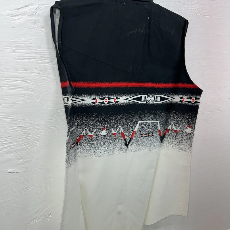 New Men’s Cumberland Outfitters Black White Red Sleeveless Button Up Small B-53