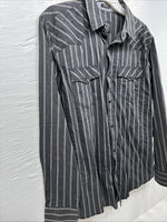 New Men’s Moonshine Spirit Gray Stripe Long Sleeve Pearl Snap Medium K-71
