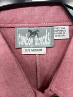 New Women’s Cowboy Threads Pink Short Sleeve Button  Up Size Medium MM-85