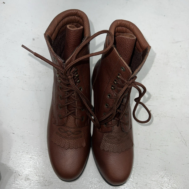 New Women’s Brown Lace Up Acme Cowboy Boots. 4479 6 M. 20-87