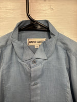 New Wayne Scott Blue Long Sleeve Button Up English Shirt Small AA-83