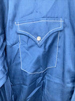 New Men’s Stockman Blue Long Sleeve Pearl Snap 15 X 33 Medium AA-3