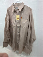 New Men’s H Bar C Brown Long Sleeve Pearl Snap 16 X 36 Large CC-63