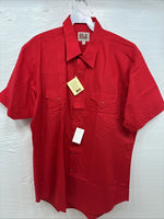 New Men’s ELY Cattleman Red Short Sleeve Pearl Snap 16.5 Large CC-2