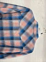 New Girls Cumberland Blue Pink Plaid Long Sleeve Pearl Snap 3XL CC-111