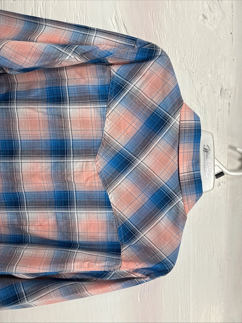 New Girls Cumberland Blue Pink Plaid Long Sleeve Pearl Snap 3XL CC-111