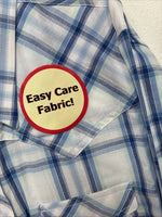 New Women’s Cumberland Blue Plaid Long Sleeve Pearl Snap XL GG-65